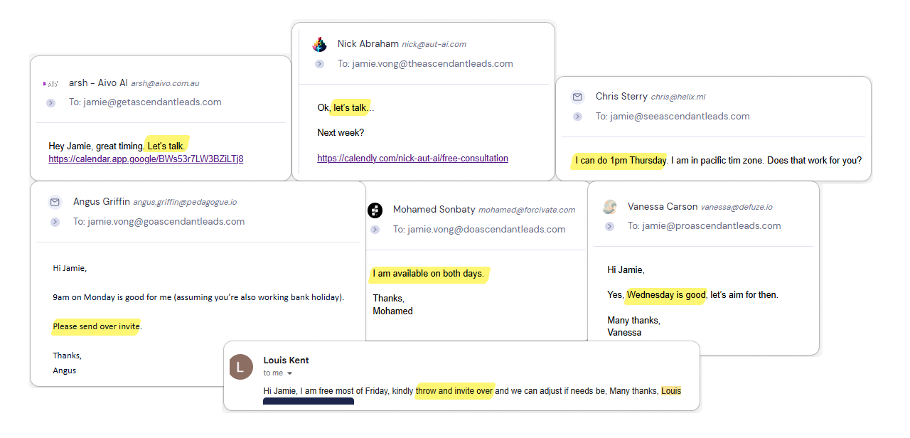 Multiple booked meetings and positive replies